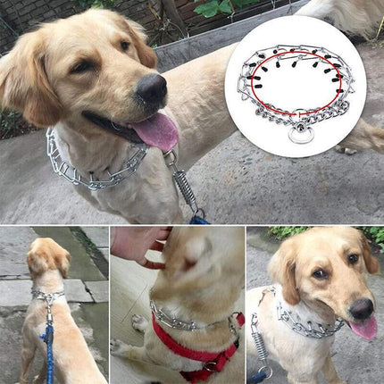 S-XL Collar Choke Steel Metal Chain Dog Training Adjustable Necklace Sliver - Aimall