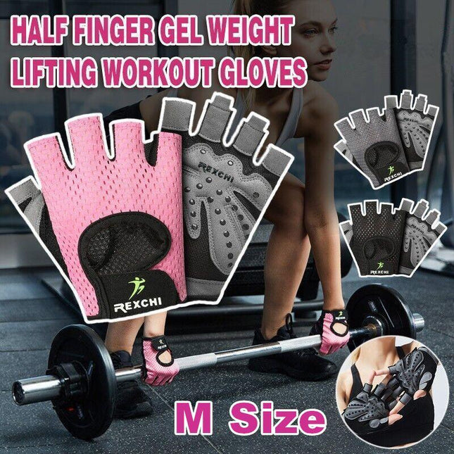M Size Women Fitness Gym Training Gloves Half Finger Gel Weight Lifting Workout Gloves - Aimall