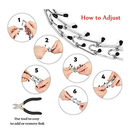 S-XL Collar Choke Steel Metal Chain Dog Training Adjustable Necklace Sliver - Aimall