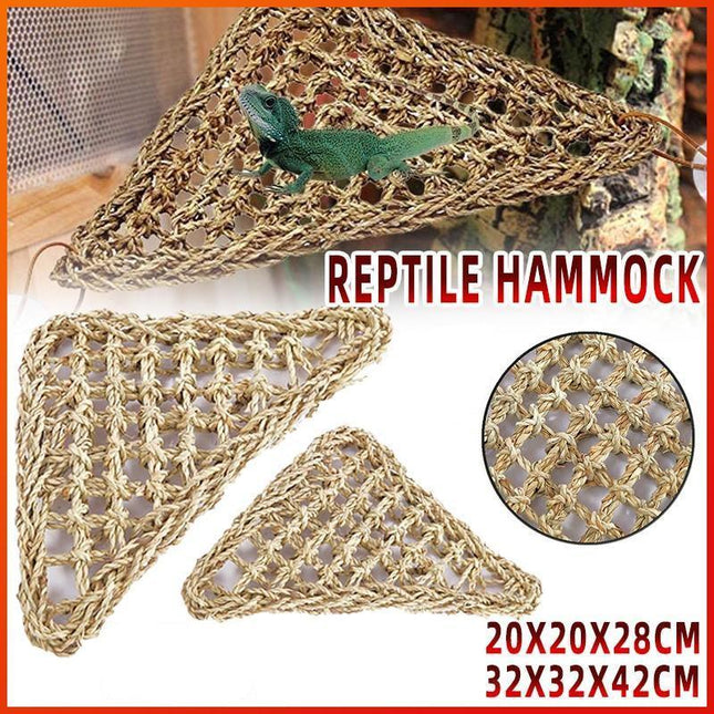 Natural straw reptile bed hammock for basking.