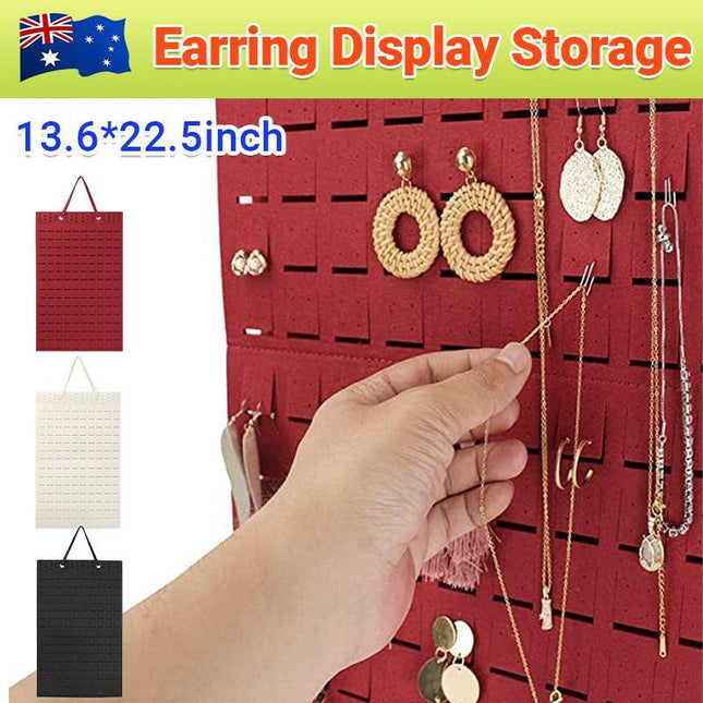 Hanging Jewelry Organizer Closet Necklace Holder Felt Jewelry Roll Jewelry - Aimall