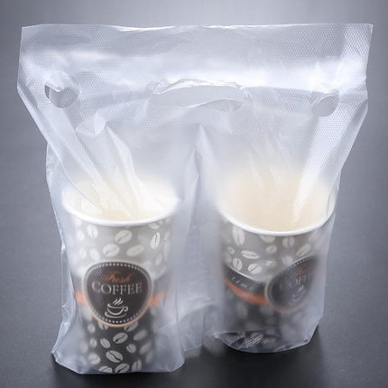 500PCS 1/2 Cup Take Out Bags Cup Carrier Clear Handle Drink Carrier Plastic Bags - Aimall
