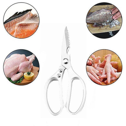 2x Japanese Heavy Duty Stainless Steel Kitchen Scissors Shears Fish Chicken Bone - Aimall