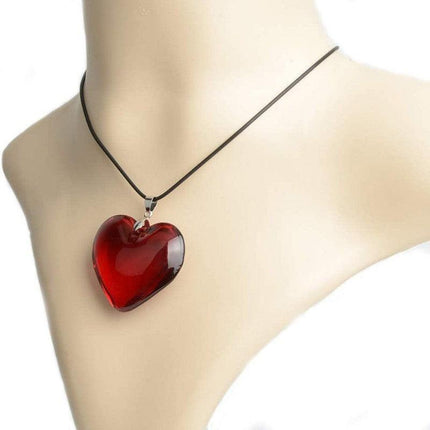 New Red Heart Love Crystal Glass Necklace Bead Pendant Woman Necklace 43mm - Aimall
