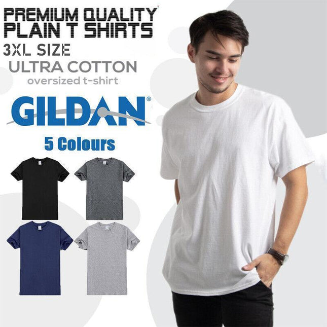 3XL Size Gildan Men T-shirt Plain Blank 100% premium Cotton Short Sleeve 76000 - Aimall
