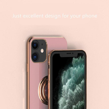 Light Purple Luxury Shockproof Silicone Ring Case Stand Cover for iPhone 14 13 12 Pro Max - Aimall
