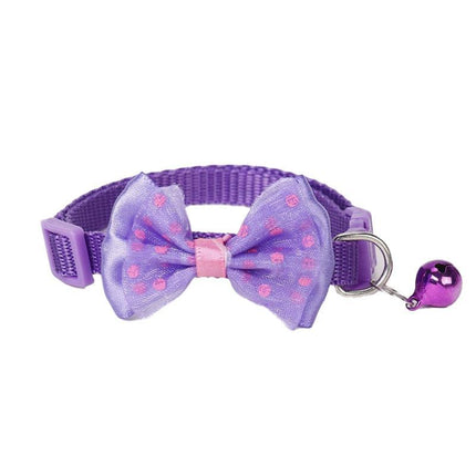 Bow Tie Cat Dog Kitten Collar with Breakaway Safety Release Buckle with Bell - Aimall