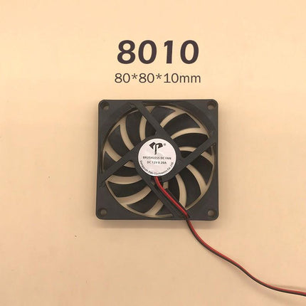 2PCS 12V 8010 DC Fan 2 Pin Brushless for PC Computer Hydroponics Cooling AUStock - Aimall
