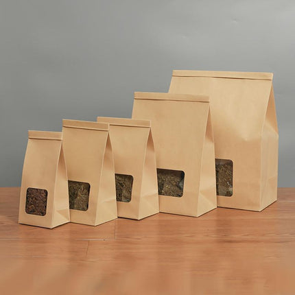 50PCS Kraft Paper Self-sealing Bags Tea Nut Bags Dry Goods Packaging Sealed Bags - Aimall