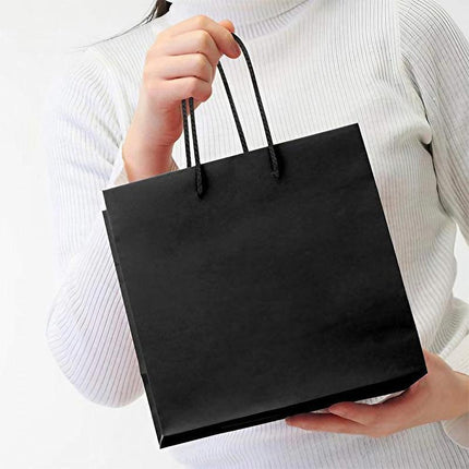 150PCS Bulk Black Paper Bags Gift Shopping Carry Craft Bag with Cutton Handles - Aimall