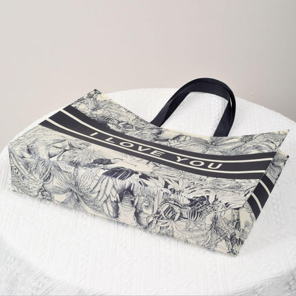 25x Fashion Non Woven Tote Bags Reusable Shopping Bags Clothing Store Black and White