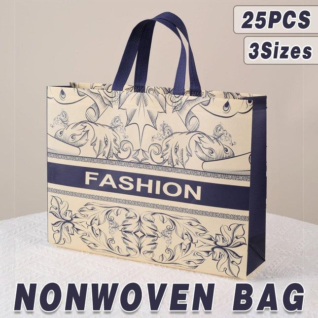 25x Fashion Non Woven Tote Bags Reusable Shopping Bags Clothing Store Retro Style