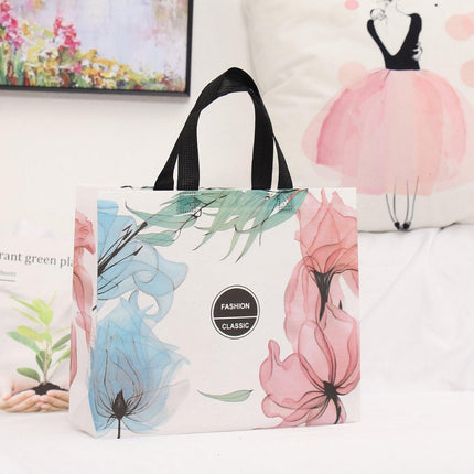 25x Fashion Non Woven Tote Bags Reusable Shopping Bags Clothing Store Blue and Pink