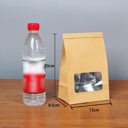 50PCS Kraft Paper Self-sealing Bags Tea Nut Bags Dry Goods Packaging Sealed Bags - Aimall