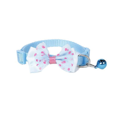 Bow Tie Cat Dog Kitten Collar with Breakaway Safety Release Buckle with Bell - Aimall