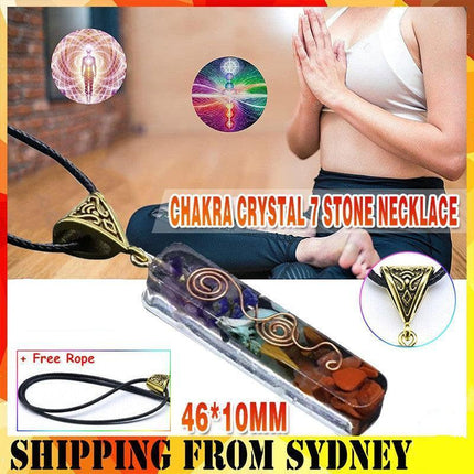 New Chakra Crystal 7 Stone Necklace Reiki Yoga Orgone Pendant Healing Stock - Aimall