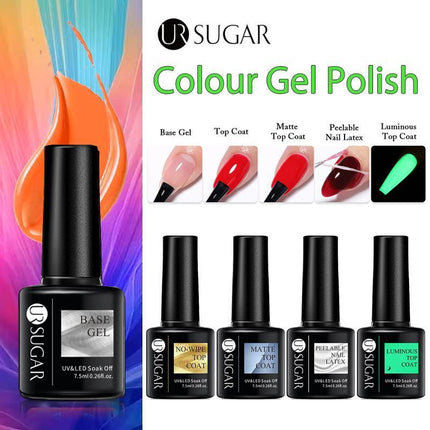 Color Glitter Nail Gel Polish UV LED Varnish Soak Off Manicure Top & Base Coat - Aimall