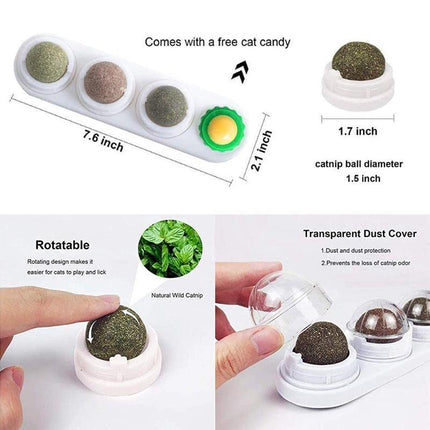 Cat Toy Catnip Ball Lick Solid Nutrition Help Digestion Wall Mount Hair Remover - Aimall