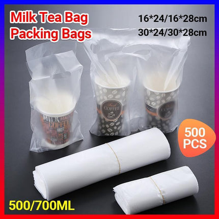 500PCS 1/2 Cup Take Out Bags Cup Carrier Clear Handle Drink Carrier Plastic Bags - Aimall