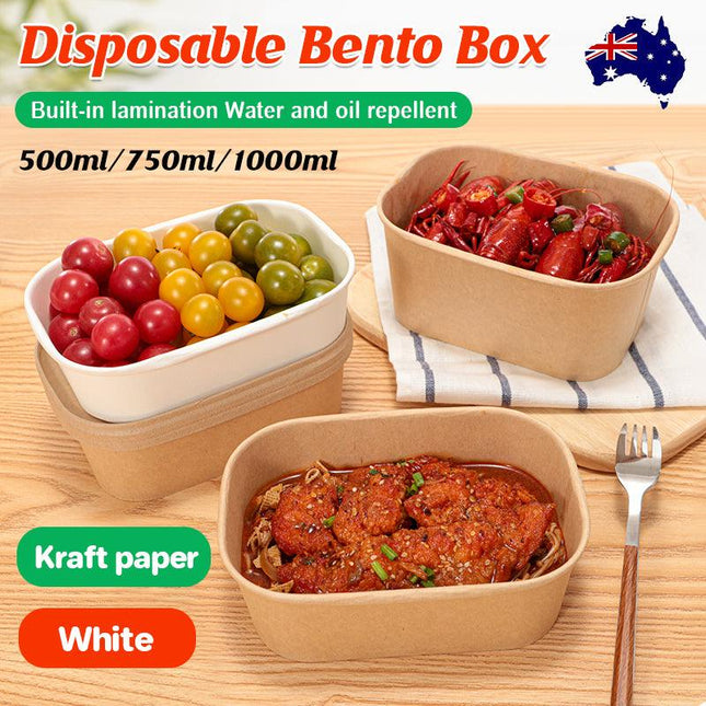 Disposable Kraft Paper Bowl Eco Takeaway Food Package Paper Cup Paper Lunch Box - Aimall
