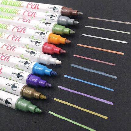 10 Colors Paint Pens Doodle Double Head Shimmer Markers Pens for Photo Album - Aimall