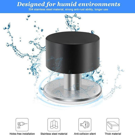 Non Punch Door Stopper Self Adhesive Heavy Duty Stainless Steel Rubber Stopper - Aimall