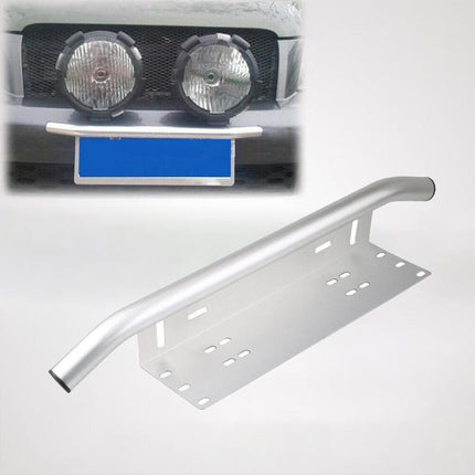 Ship Number Plate Bullbar Frame Driving Light Bar Car Mounting Bracket Silver - Aimall