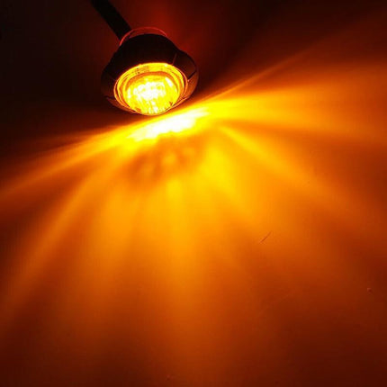 10X Round Marker Lights Amber LED Truck Trailer Side Clearance Indicators Light - Aimall