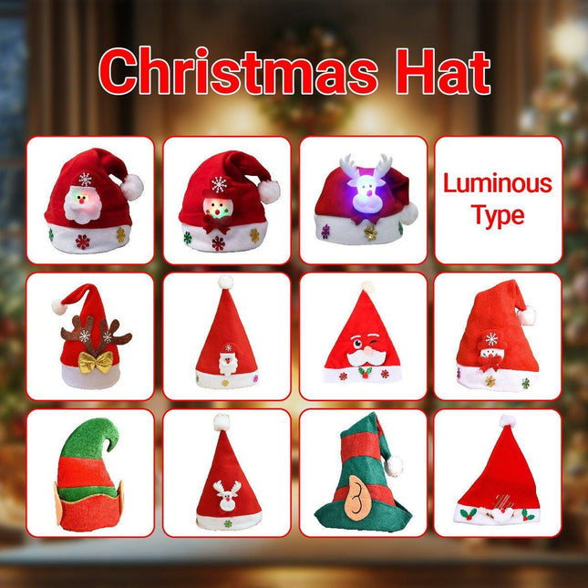 Christmas Holiday Santa Hat Red White Printed Festive Xmas Party Wear Gift