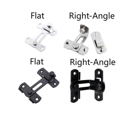 2 Sets 90 Degree Sliding Door Buckle Hitch Safety Latch Chain Lock Catch Kit