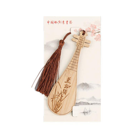 Chinese Style Bass Book Folder Book Clip Bamboo Bookmark Guitar Bookmark Lable - Aimall