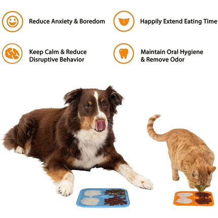 Silicone Pet Feeding Mat Slow Food Pads Dog Licking Pad Dispenser Plate 21*21*1cm - Aimall