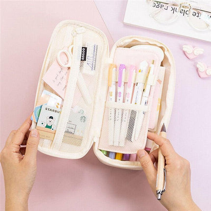 Zipper Pencil Case Pen Bag Organizer School Office Cosmetic Stationery Storage - Aimall