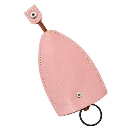 Leather Key Pouch with Pull Strap Case Holder Bag Ring Organizer House Car Keys - Aimall