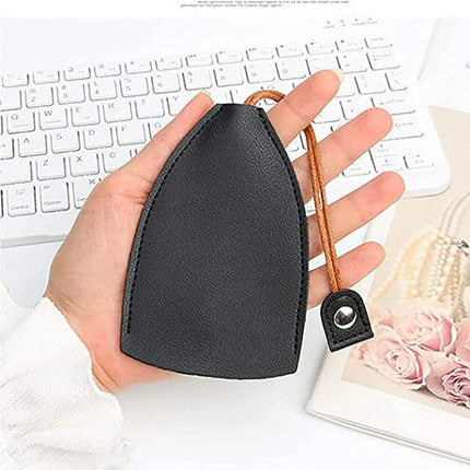 Leather Key Pouch with Pull Strap Case Holder Bag Ring Organizer House Car Keys - Aimall