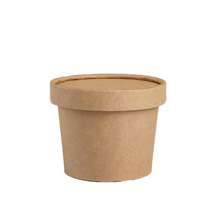 250x Biodegradable Kraft Paper Soup Bucket with Lid Takeaway Tubs Cups - Aimall