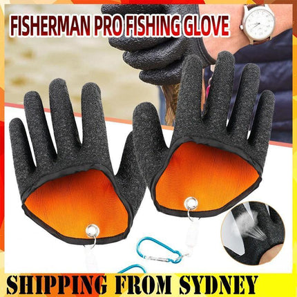Fisherman Pro Fishing Glove With Magnet Release Catch Anti-slip Cut Resistant - Aimall