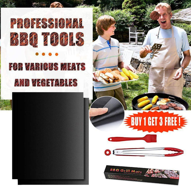 BBQ Grill Mat Reusable Bake Sheet Resistant Teflon Meat Barbecue Non-Stick Party - Aimall