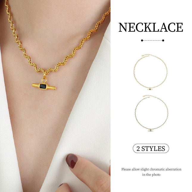 Vintage Retro Style Curved Chain Necklace for Women Fashion Jewelry Accessory