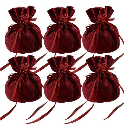 6PCS Velvet Cloth Drawstring Bags Gift Bag Jewelry Ring Pouch Earring Favor - Aimall