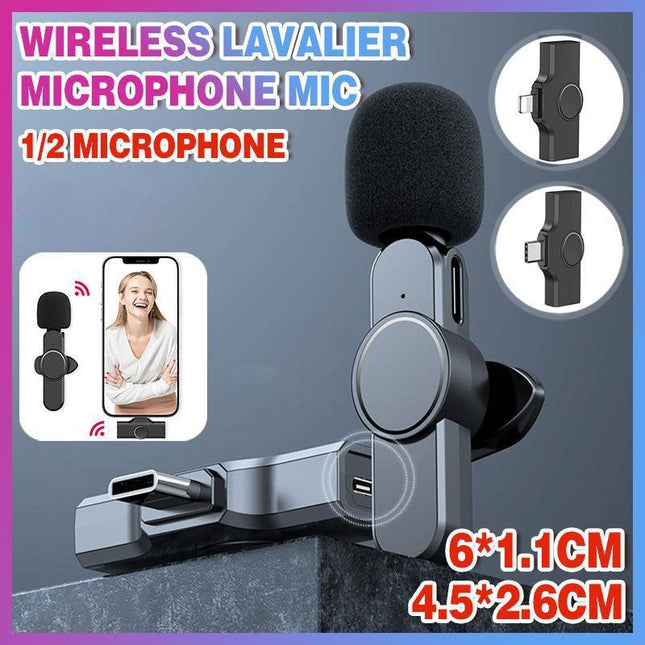 Wireless Lavalier Microphone Mic For Android Phone Apple Iphone Ipad Vlog Live Stream - Aimall