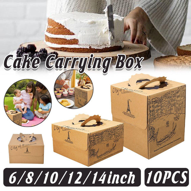 10pcs Elegant European Style Kraft Paper Cake Boxes Dessert Packaging Containers