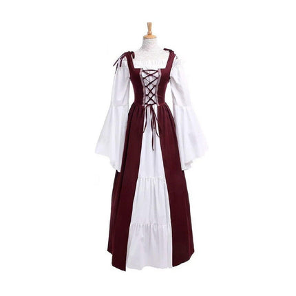 Halloween Costume Amazon Explosions European And American Square Collar Bundle Waist Medieval Renaissance Retro Dress
