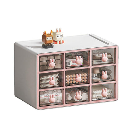 Transparent Rabbit Organizer Multi Compartment Desktop Storage Box Drawer Holder