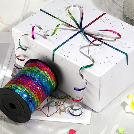 400m Glitter Laser Ribbon for Balloons Birthday Party Banners Pull String Tie