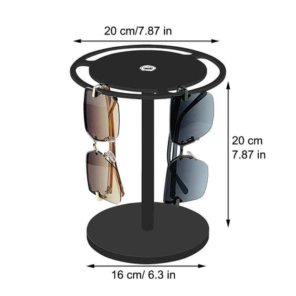 Clear Acrylic Sunglasses Display Stand 360 Rotating Eyewear Holder Black Desktop