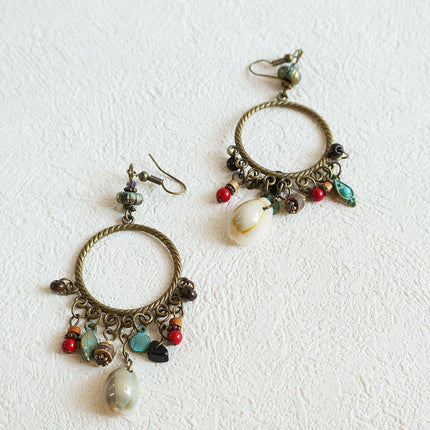Bohemian Geometric Dreamcatcher Tassel Earrings Stylish Women Fashion Jewelry