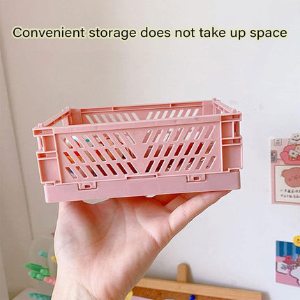 4PCS Desktop Foldable Storage Stackable Shelf Organiser Basket for Stationery