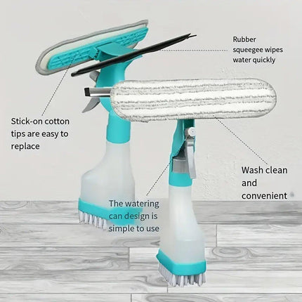 4in1 Window Cleaning Tool Multifunctional Home Wiper Glass Cleaner Scraper Kit