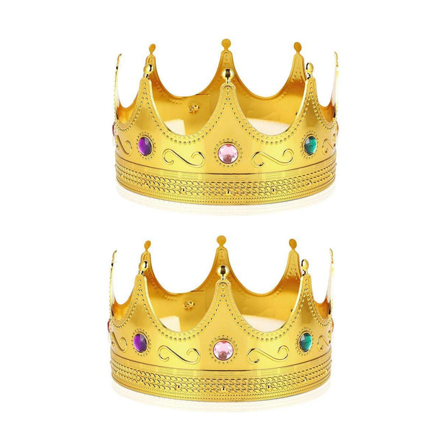 2PCS Gold King Crown Hat Prince Costume Accessory Party Masquerade Prop